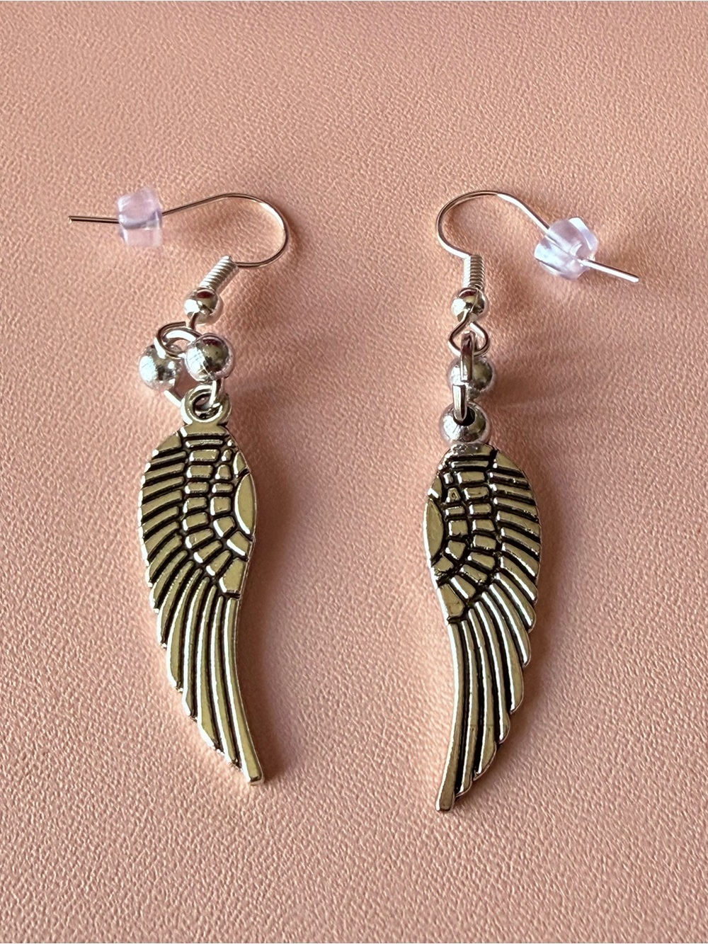 Silver tone Wings drop dangle Earrings